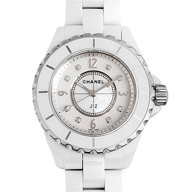 シャネル CHANEL J12 33mm H2422 レディース 腕時計 8P ダイヤ ホワイトシェル 文字盤 ホワイト セラミック クォーツ ウォッチ VLP 90203590